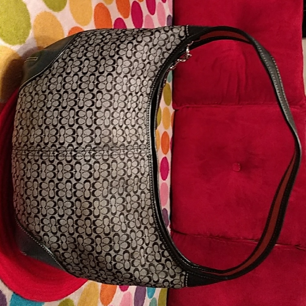 Authentic Coach blue cloth/leather handbag